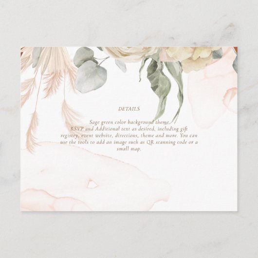 Trending Terracotta Pampas Grass Wedding Briefkaart (Achterkant)
