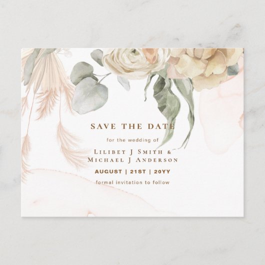 Trending Terracotta Pampas Grass Wedding Briefkaart (Voorkant)