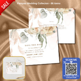 Trending Terracotta Pampas Grass Wedding Briefkaart
