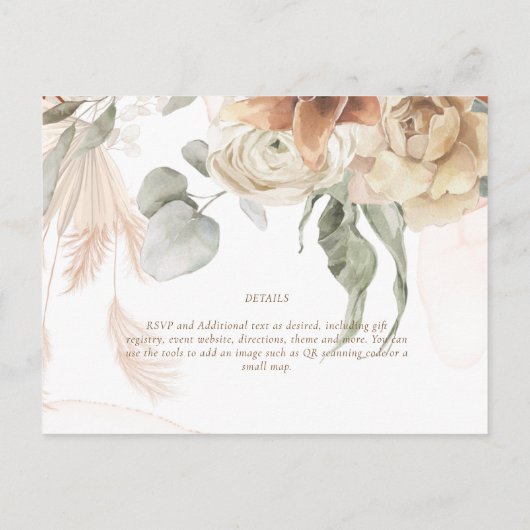 Trending Terracotta Pampas Grass Wedding Briefkaart (Achterkant)