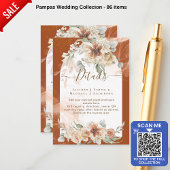 Trending Terracotta Pampas Grass Wedding Informatiekaartje