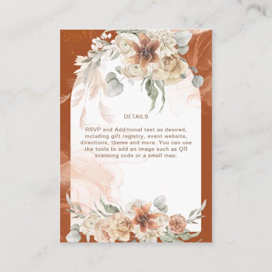 Trending Terracotta Pampas Grass Wedding Informatiekaartje (Achterkant)