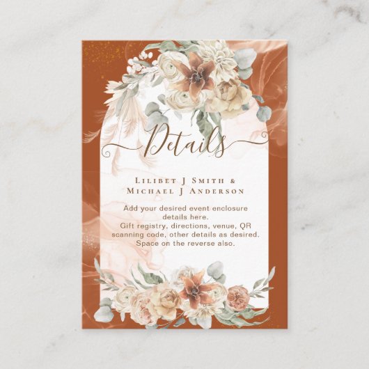 Trending Terracotta Pampas Grass Wedding Informatiekaartje (Voorkant)