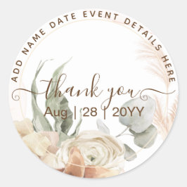 Trending Terracotta Pampas Grass Wedding Ronde Sticker