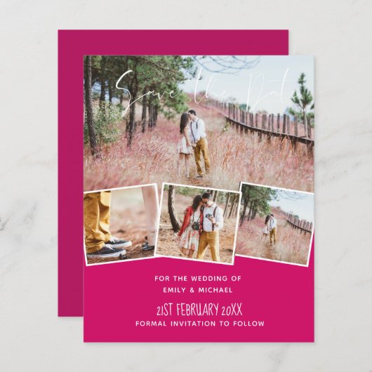 Trending Trouw Kleur Roze BUDGET Save the Dates (Voorkant / Achterkant)