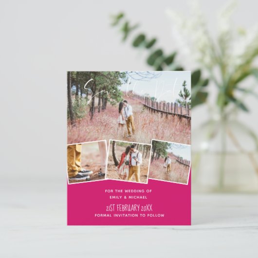 Trending Trouw Kleur Roze BUDGET Save the Dates (Staand voorkant)