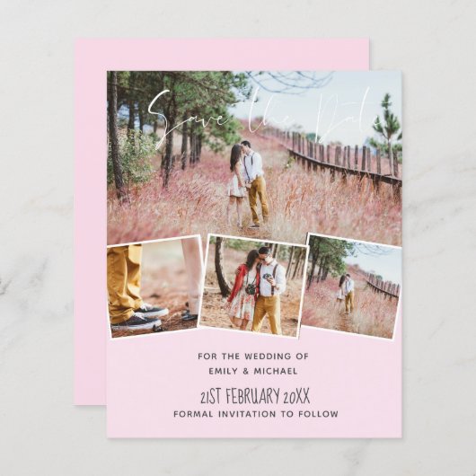 Trending Trouw Kleur Roze BUDGET Save the Dates (Voorkant / Achterkant)