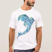 Trending Turquoise Dolphin Tattoo Abstracte kunst T-shirt (Voorkant)