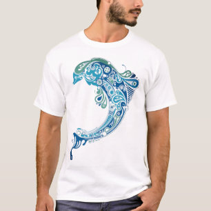 Trending Turquoise Dolphin Tattoo Abstracte kunst T-shirt