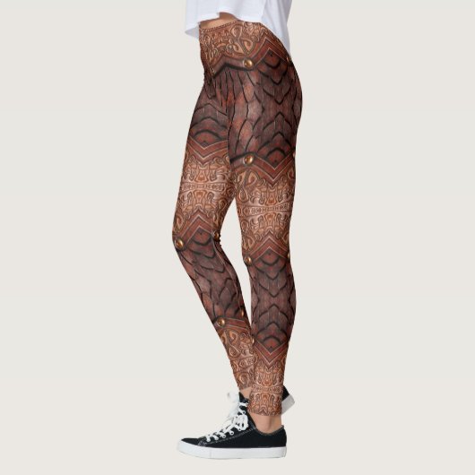 Trending Viking Armor Vest brown Abstract Leggings (Links)