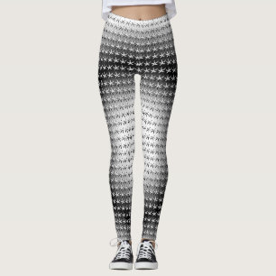 Trending witte zwarte ster ingewikkeld patroon leggings
