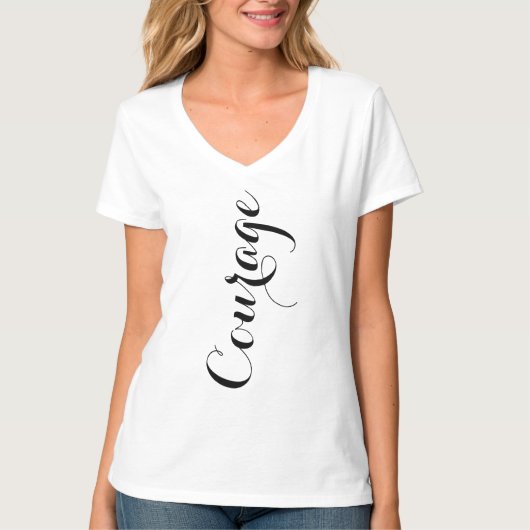 Trending Word Courage T-shirt Design Vrouwen V-hal (Voorkant)