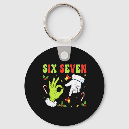Trending Zes Zeven Kerst Meme 67 Kerstmis Grappige Sleutelhanger (Voorkant)