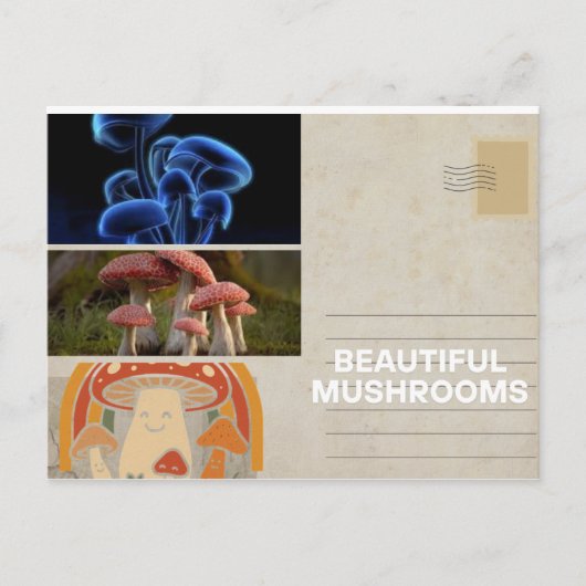 trendkaart met speelse paddenstoel briefkaart (Voorkant)