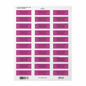 Trendkleur - Berry Pink Retouradreslabels Etiket (Full Sheet)