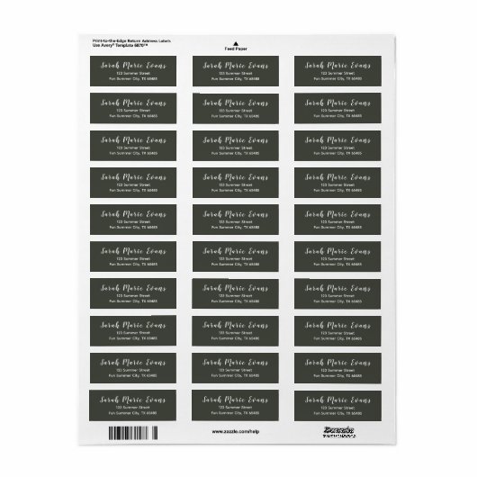 Trendkleur Donker Forest Grijs Retouradres Labels (Full Sheet)