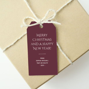 Trendkleur Donkerrode wijn minimalistisch Cadeaulabel