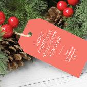 Trendkleur koraal zonsondergang minimalistisch cadeaulabel