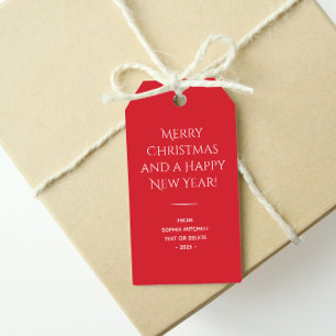 Trendkleur Levendig Rood Minimalistisch Cadeaulabel