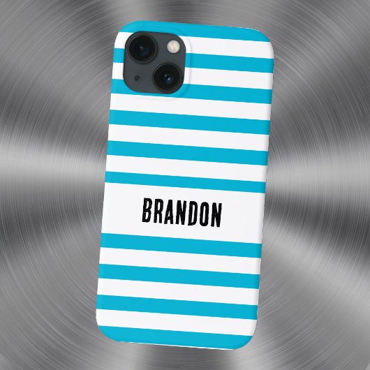 Trendkleur - levendige cyaan gestreept Case-Mate iPhone case