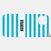Trendkleur - levendige cyaan gestreept Case-Mate iPhone case (Achterkant (horizontaal))