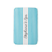 Trendkleur - levendige cyaan gestreepte spa badmat (Voorkant Verticaal)