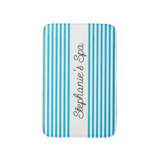 Trendkleur - levendige cyaan gestreepte spa badmat (Voorkant Verticaal)