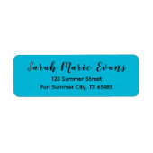 Trendkleur - levendige cyaan retour adreslabels etiket (Voorkant)