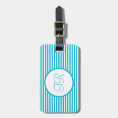 Trendkleur - levendige cyaan strepen Bagagelabel (Voorkant verticaal)