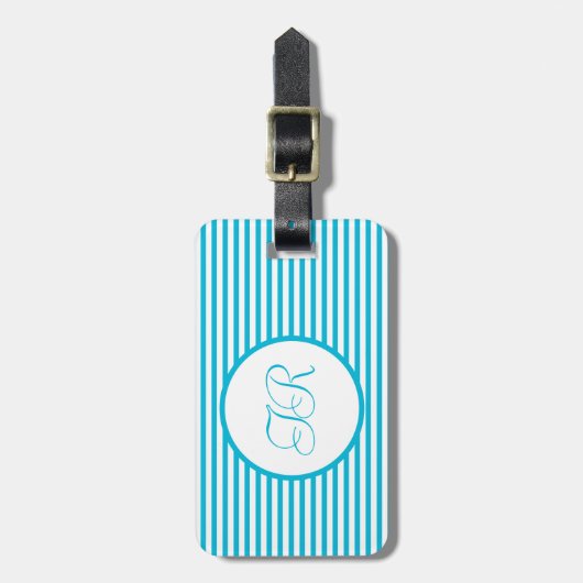 Trendkleur - levendige cyaan strepen Bagagelabel (Voorkant verticaal)