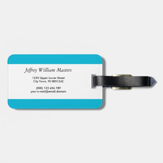 Trendkleur - levendige cyaan strepen Bagagelabel (Achterkant horizontaal)