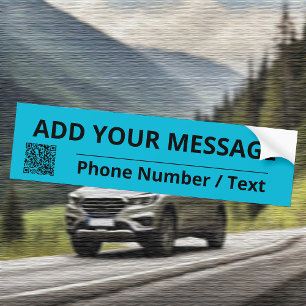 Trendkleur Levendige cyaan tekst & QR-Bumpersticke Bumpersticker
