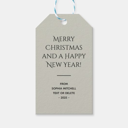 Trendkleur Licht Zilver Grijs Minimalist Cadeaulabel (Voorkant)