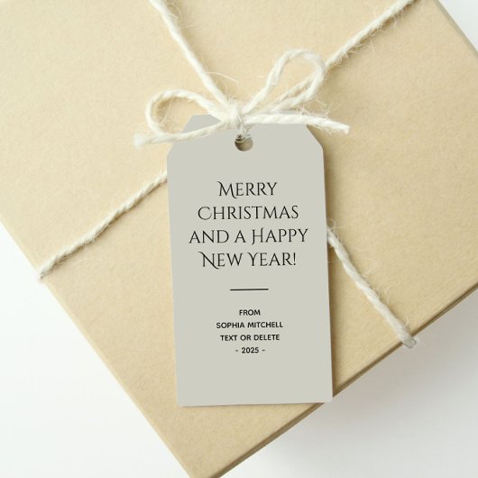 Trendkleur Licht Zilver Grijs Minimalist Cadeaulabel