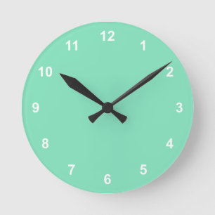 Trendkleur - Minty Green met cijfers Ronde Klok