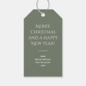 Trendkleur Muted Greenish Grey Christmas Cadeaulabel (Voorkant)
