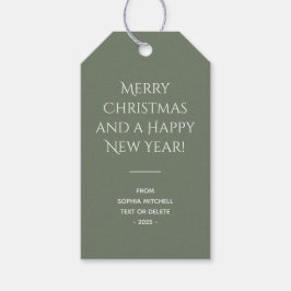 Trendkleur Muted Greenish Grey Christmas Cadeaulabel