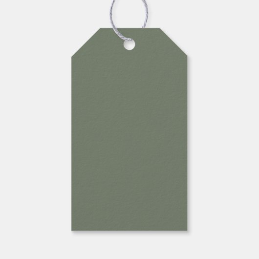 Trendkleur Muted Greenish Grey Christmas Cadeaulabel (Achterkant)