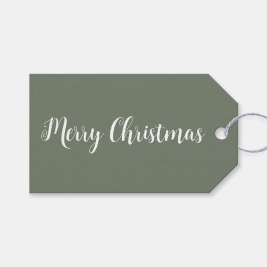 Trendkleur Muted Greenish Grey Minimalist Cadeaulabel (Voorkant (Horizontaal))