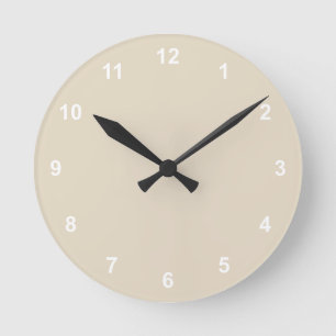 Trendkleur Natuurlijke Beige met cijfers Ronde Klok