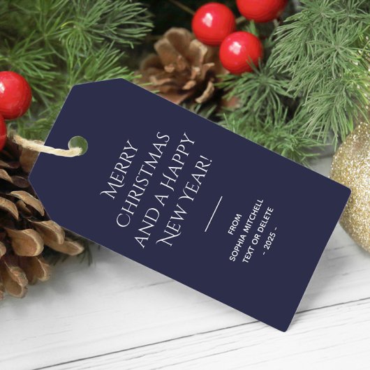 Trendkleur Navy Blue Minimalist Cadeaulabel