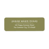 Trendkleur - Olijfgroene retour adreslabels Etiket (Voorkant)