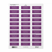 Trendkleur - Plum Paarse retour adreslabels Etiket (Full Sheet)
