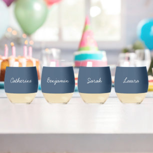Trendkleur Serious Blue  bril Wijnglas Zonder Voet