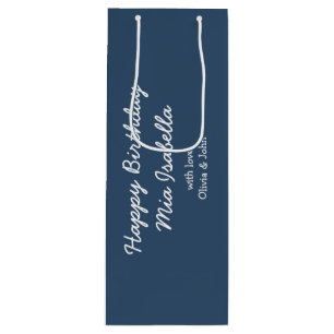 Trendkleur - Serious Blue geschenktas Wijn Cadeautas
