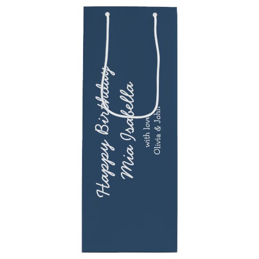 Trendkleur - Serious Blue  geschenktas Wijn Cadeautas (Voorkant)