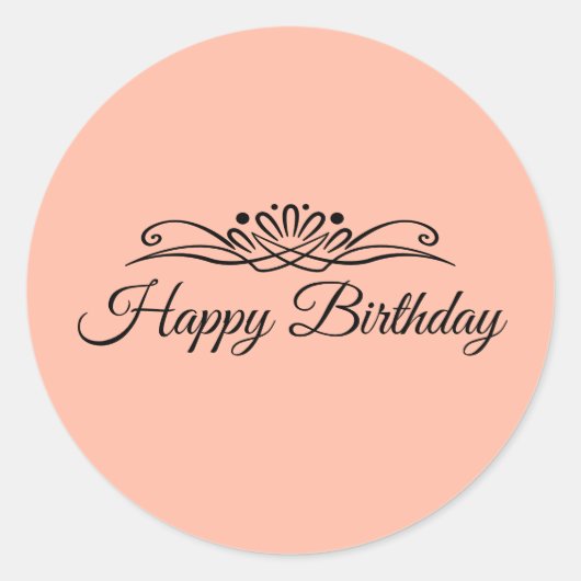 Trendkleur - Soft Peach Birthday Sticker (Voorkant)