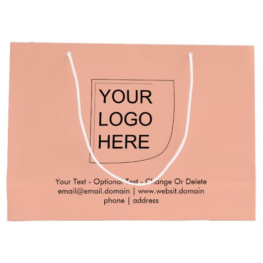 Trendkleur - Soft Peach Grote Logo Cadeautas (Achterkant)