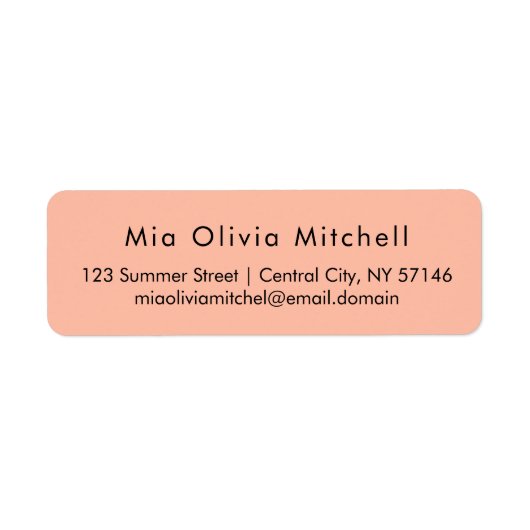 Trendkleur Soft Peach Moderne Adresetiketten Etiket (Voorkant)