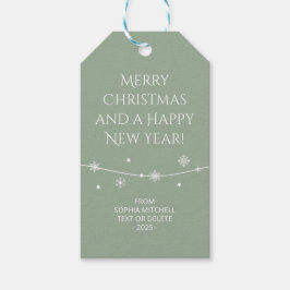Trendkleur - Soft Sage Snowflake Gift Labels Cadeaulabel